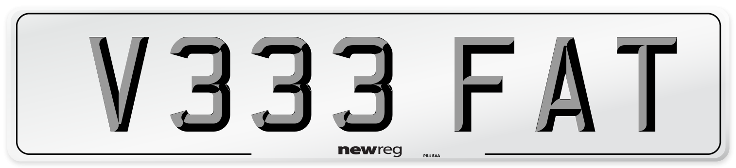 V333 FAT Number Plate from New Reg